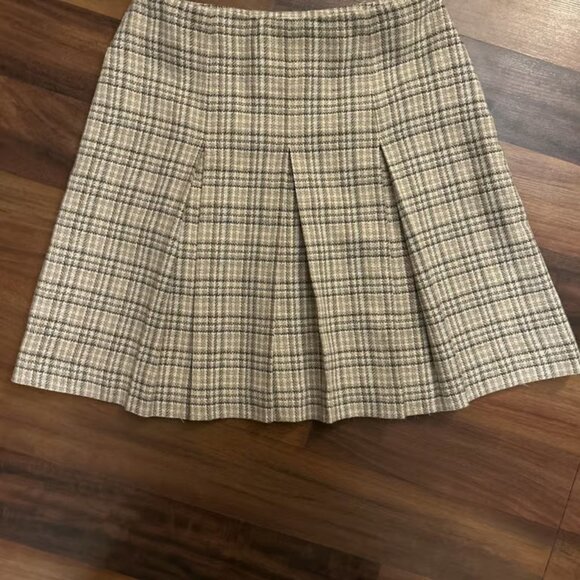 Petite Sophisticate Dresses & Skirts - Y2K Preppy Black Brown Plaid Pleated Satin Lined Skirt